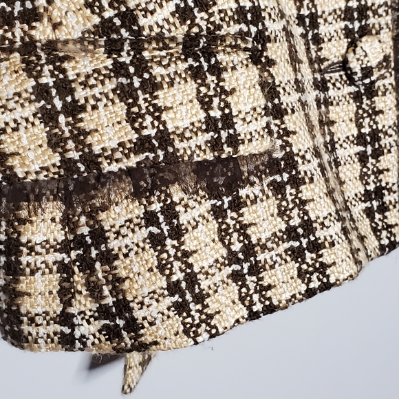 Laundry by Shelli Segal tweed belted waist blazer jacket tan brown cream size 10 - Picture 8 of 10